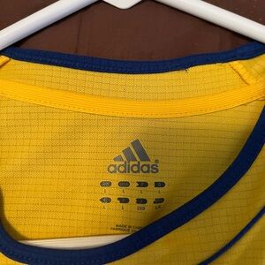 Adidas Yellow and Blue Large Soccer Jersey